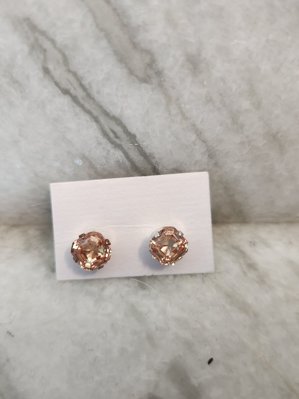 Peach Tourmaline Sterling Silver 925 Stud Earrings -  New